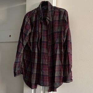 Croft & Barrow Burgundy and Gray Plaid Shirt
